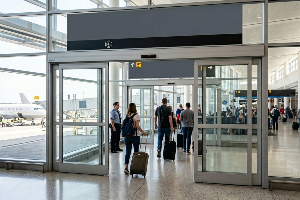 for this write a content  Automatic Sliding Doors for Airports  Aviation  Doddaballapura Apparel P