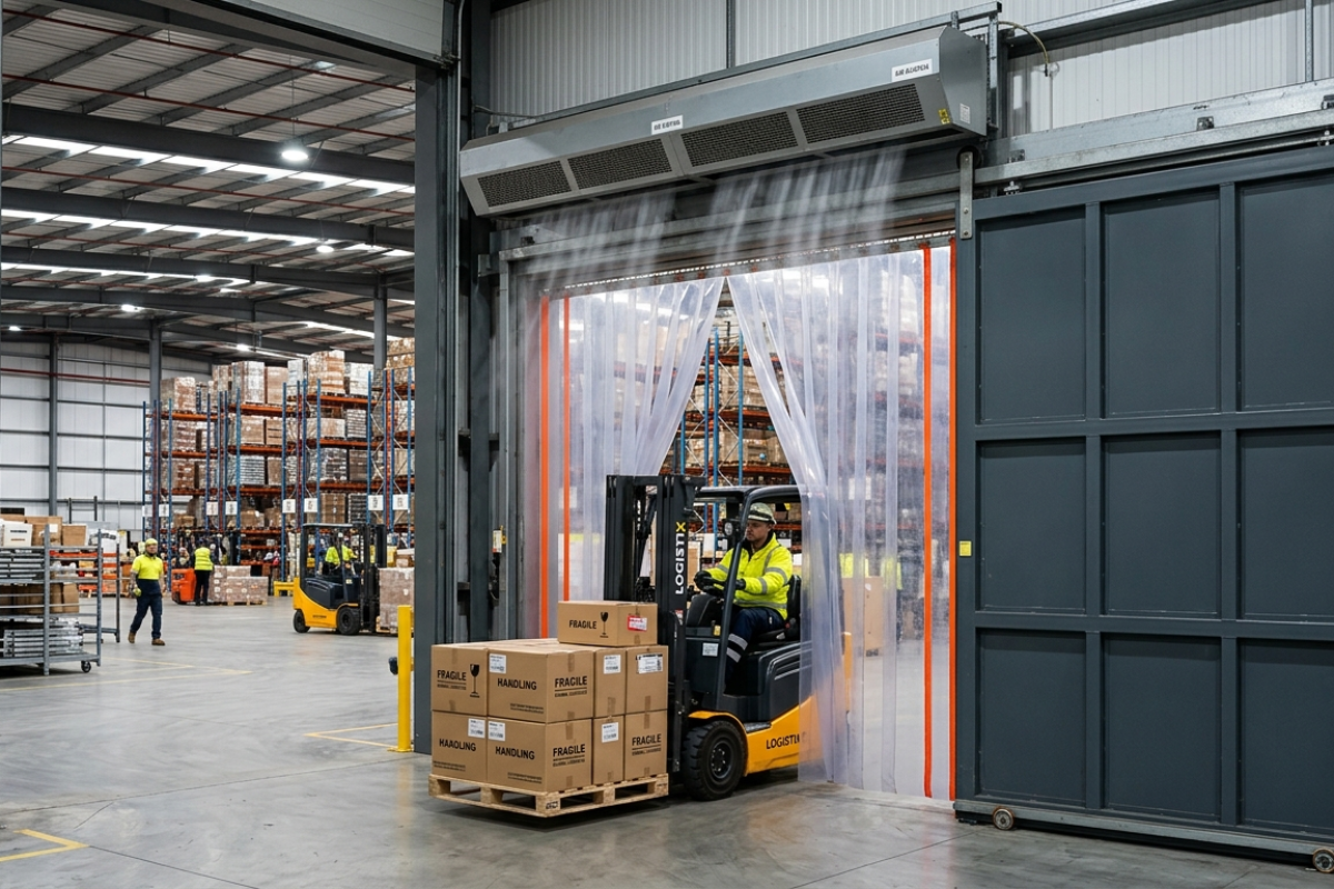 Automatic Sliding Doors PVC Strip Curtains  Air Curtains for Logistics Warehousing