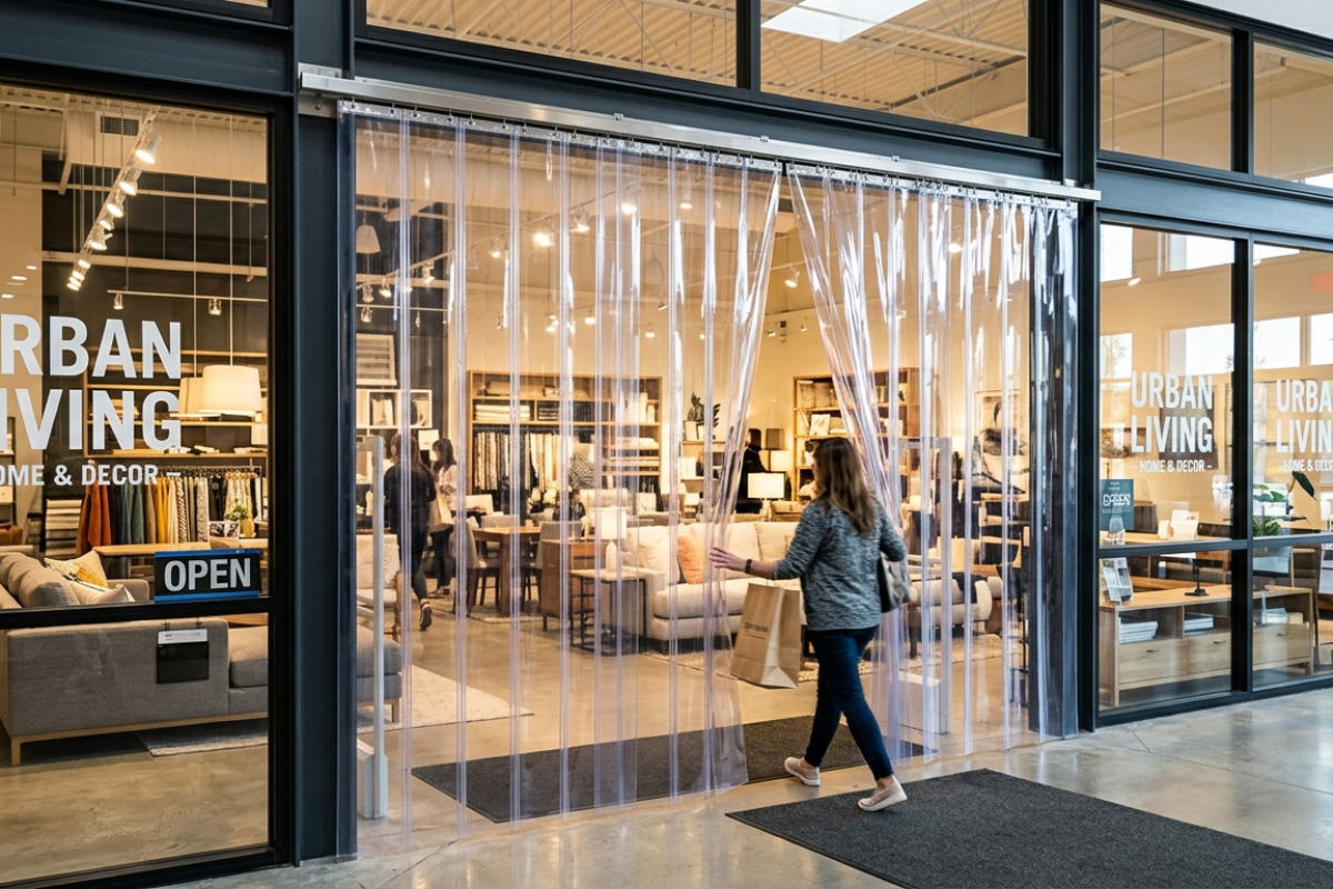 PVC Strip Curtains for Showrooms  Retail in Doddaballapura Apparel Park