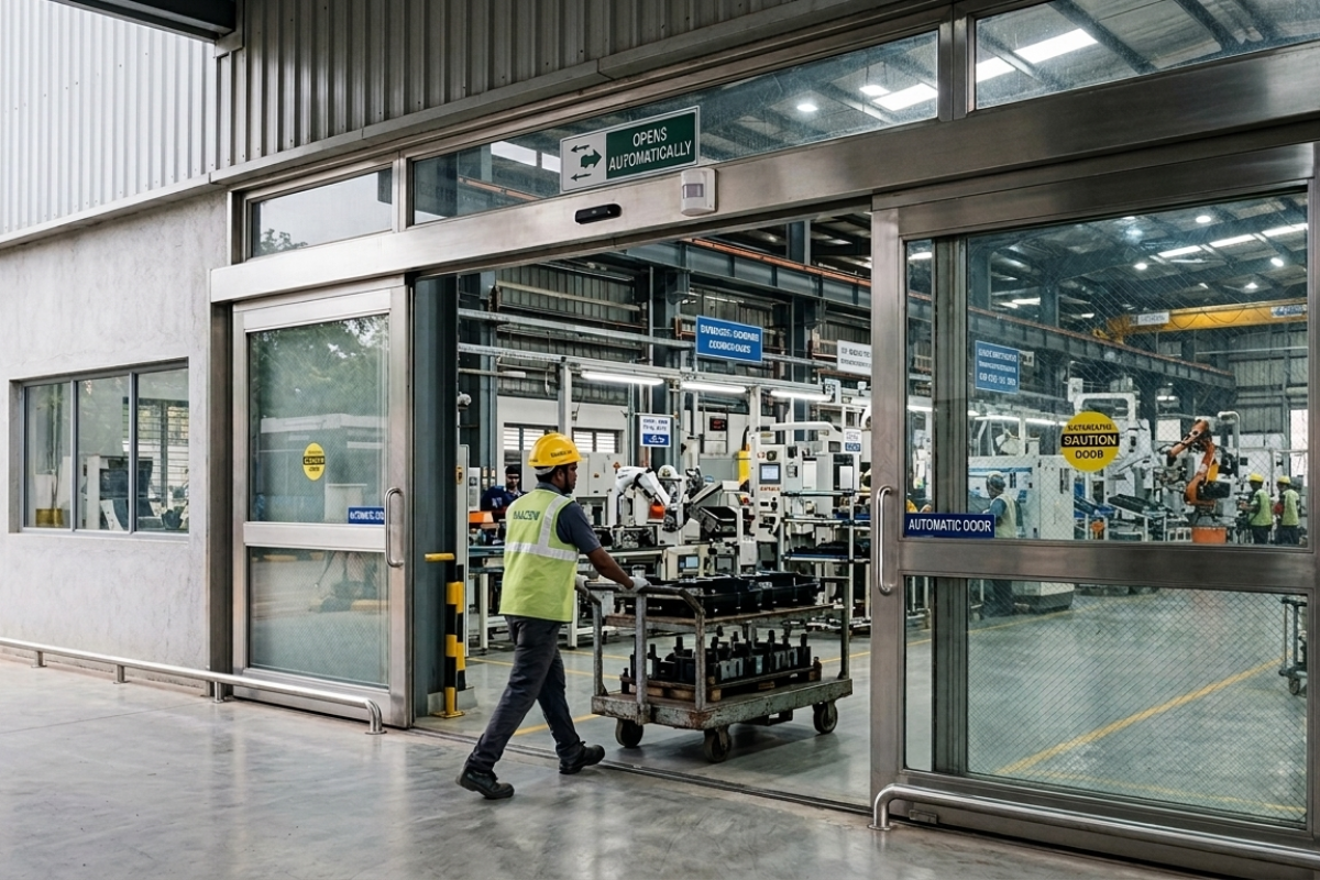 Automatic Sliding Doors for Electronics Industry in Doddaballapura Apparel Park